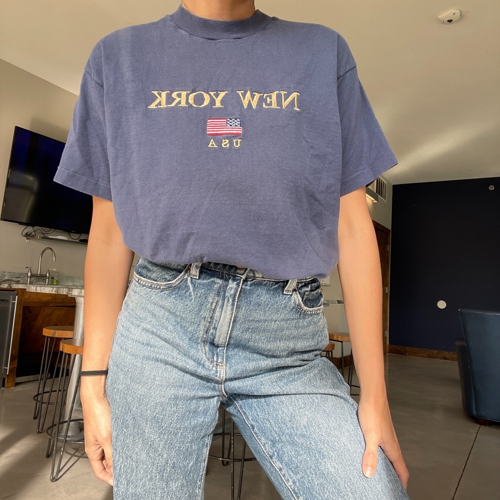 Vintage New York hand embroidered T shirt